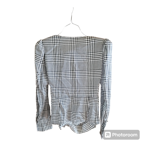 NWOT L'AGENCE Bensen Wrap Silk Houndstooth Blouse - Picture 6 of 13